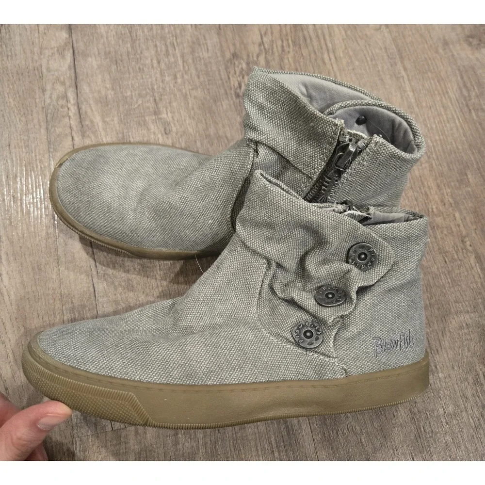 Kids Girls Blowfish Size 2 Grey Gray Side Zip Booties Shoes Boots‎